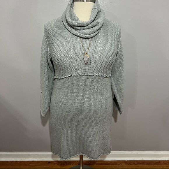 NWOT J. Jill Cotton Sweater Dress With Removable Cowl Neck Collar - Petite Large - Picture 4 of 12